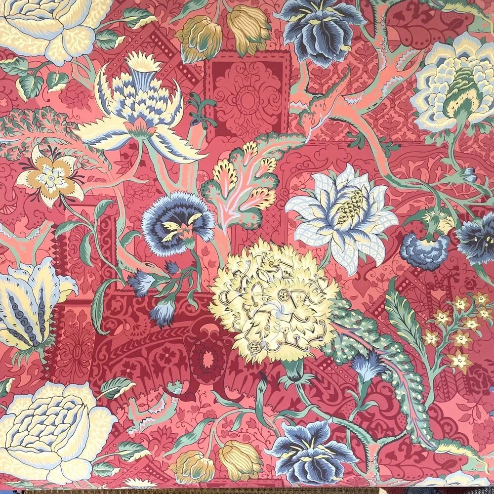 Vintage Katzenbach & Warren Wallpaper Dramatic Bold Floral Period Pattern Red